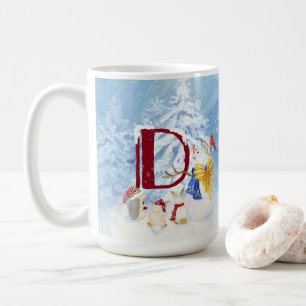 Monogram Brev D Cute Angel Snögubbe jul Kaffemugg