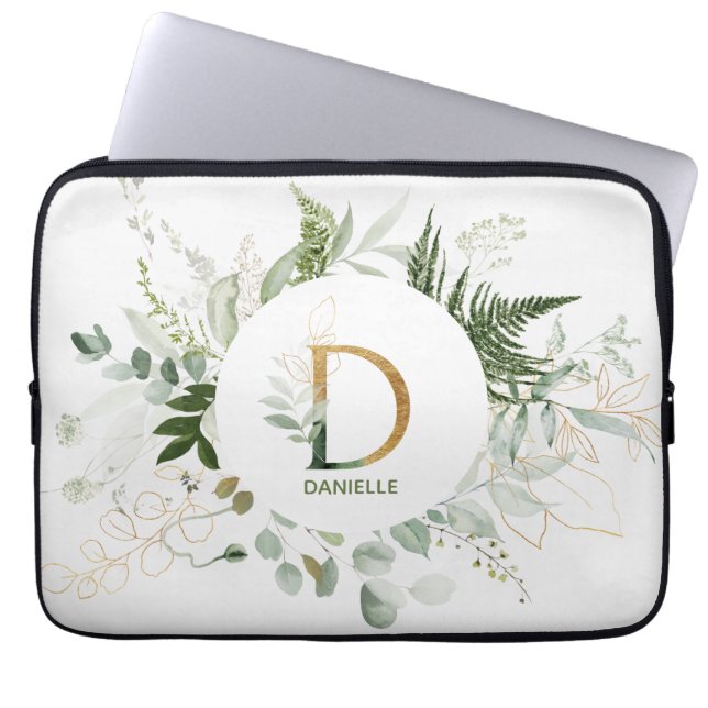 Monogram Brev D Fern & Succulent Laptop sleeve (Framsidan)