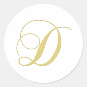 Monogram Brev D Golden Single Runt Klistermärke