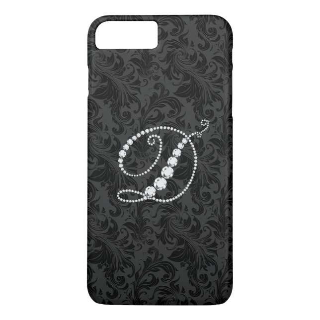 Monogram Brev D i diamanter Case-Mate iPhone Skal (Baksida)