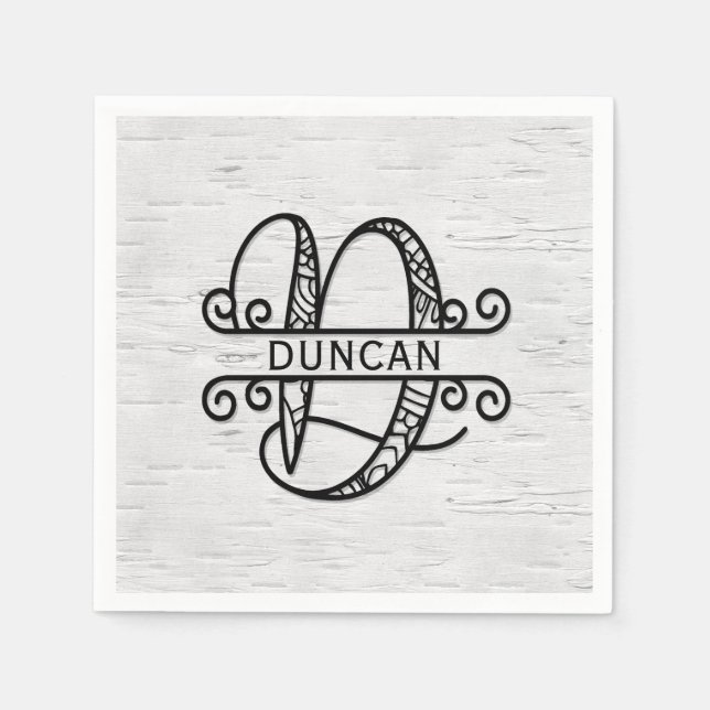 Monogram Brev D med familjen Namn Pappersservett (Framsidan)