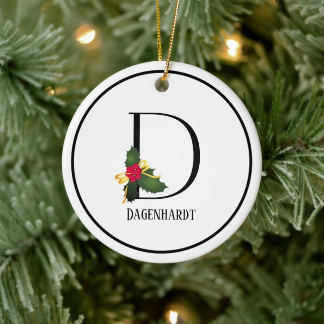 Monogram Brev D Personlig jul Julgransprydnad Keramik (Träd)