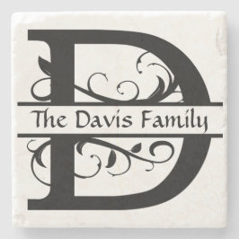 Monogram Brev D Personlig Stone Underlägg