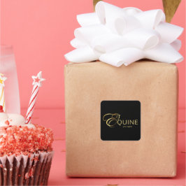 Monogram Brev E-häst i guld färg Fyrkantigt Klistermärke