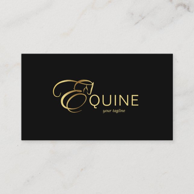 Monogram Brev E-häst i guld färg Visitkort (Framsida)