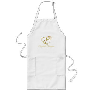 Monogram Brev E-häst i guld glitter Långt Förkläde