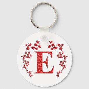 Monogram Brev E Red Löv Nyckelring