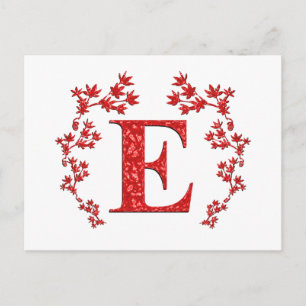 Monogram Brev E Red Löv Vykort