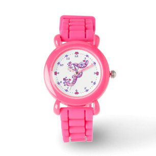 Monogram brev F doodle Hjärtflickor Armbandsur