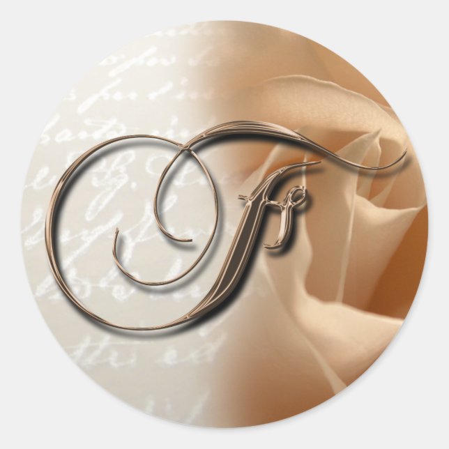 Monogram Brev F-kuvert Bröllop, etikett (Framsida)