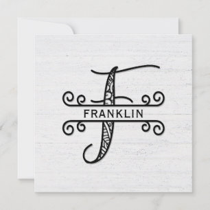 Monogram Brev F med Namn-anteckningskort för famil Anteckningskort