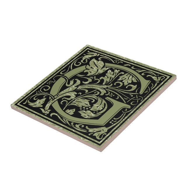 Monogram Brev G första Brev Kakelplatta (Sidan)