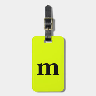 Monogram Brev Intial Custom Name Neon Gult Bagagebricka