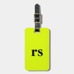 Monogram Brev Intial Namn Neon Gult Grönt Gift Bagagebricka