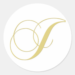 Monogram Brev J Golden Single Runt Klistermärke