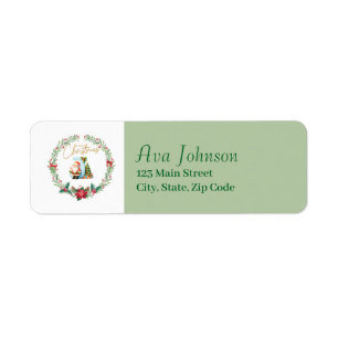 Monogram Brev J-julfransen w/ Jultomten Returadress Etikett