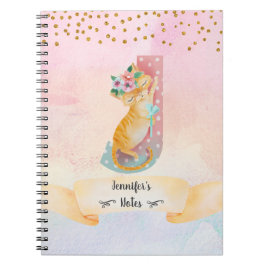 Monogram Brev J Kitten Girl Daily Diary Anteckningsbok