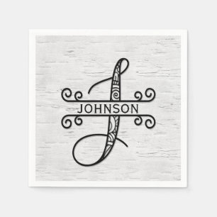 Monogram Brev J med Familj Namn Pappersservett