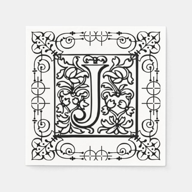Monogram brev J Pappersservett (Framsidan)