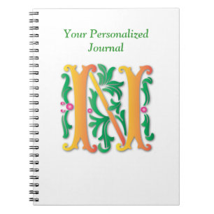Monogram Brev Journal Anteckningsbok Med Spiral