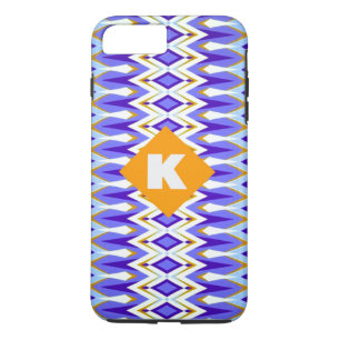 Monogram Brev K Blue- och Orange Argyle-geometri