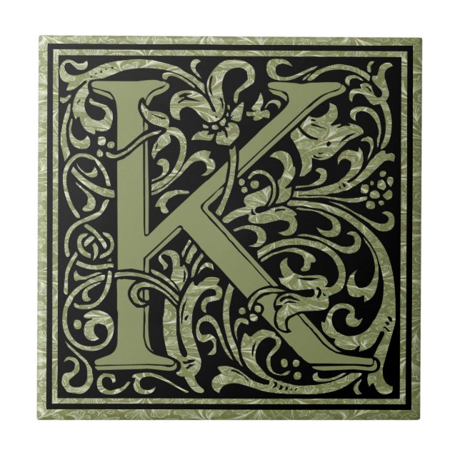 Monogram Brev K första Brev Kakelplatta (Framsidan)