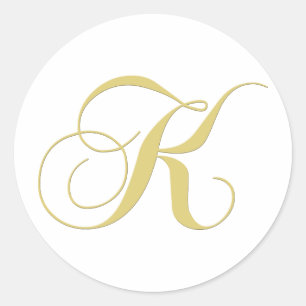 Monogram Brev K Golden Single Runt Klistermärke