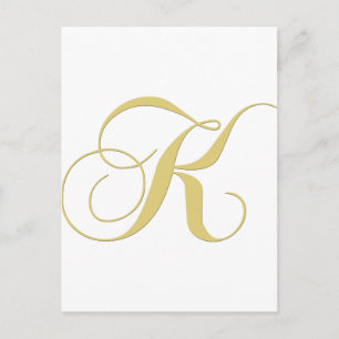 Monogram Brev K Golden Single Vykort