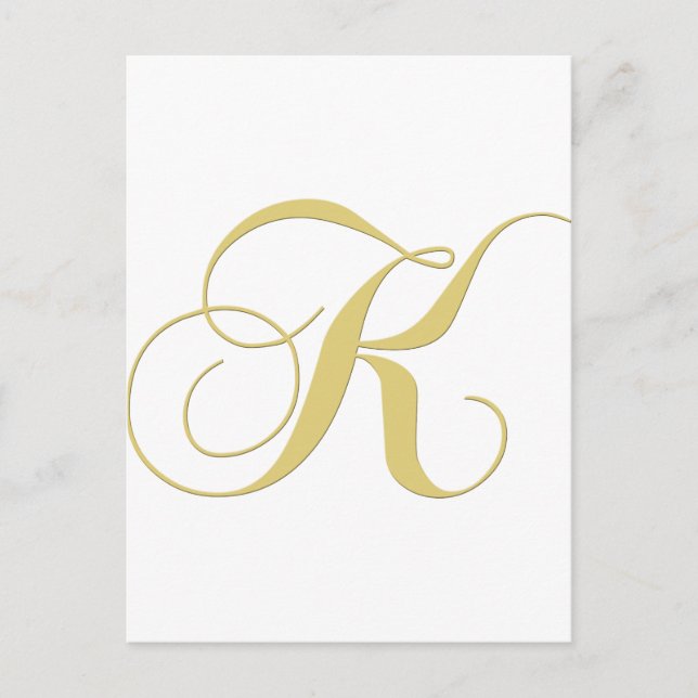 Monogram Brev K Golden Single Vykort (Framsida)
