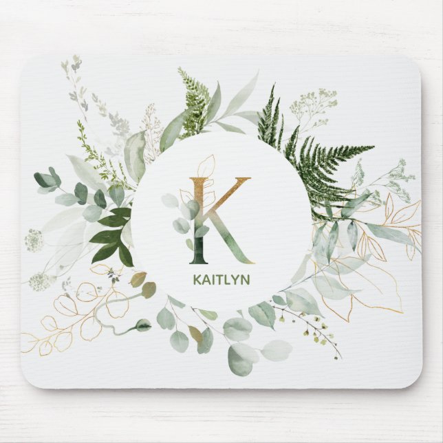 Monogram Brev K Greenery Wand Mouse Pad Musmatta (Framsidan)