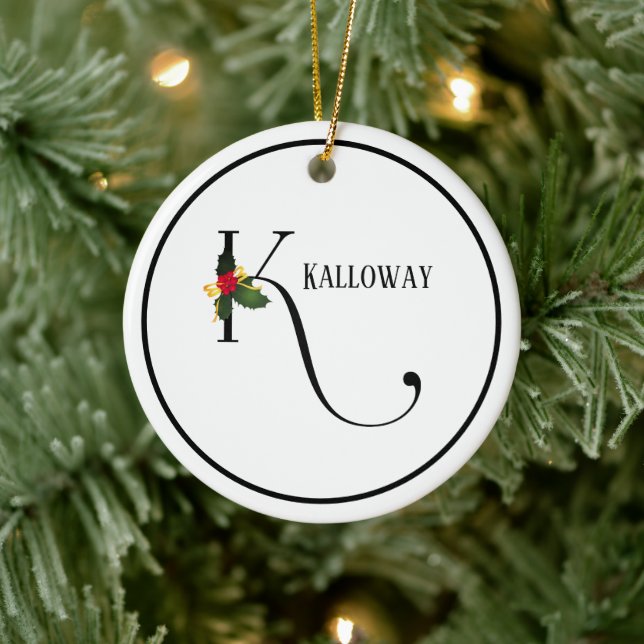 Monogram Brev K Personlig jul Julgransprydnad Keramik (Träd)