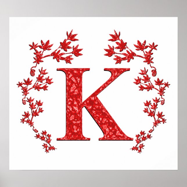Monogram Brev K Red Löv Poster (Framsidan)
