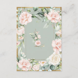 Monogram Brev L Elegant Sage Grönt Blommigt Tack Kort