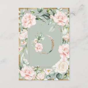 Monogram Brev L Elegant Sage Grönt Blommigt Tack Kort