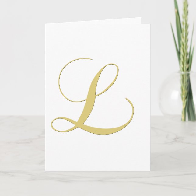 Monogram Brev L Golden Single Anteckningskort (Framsida)