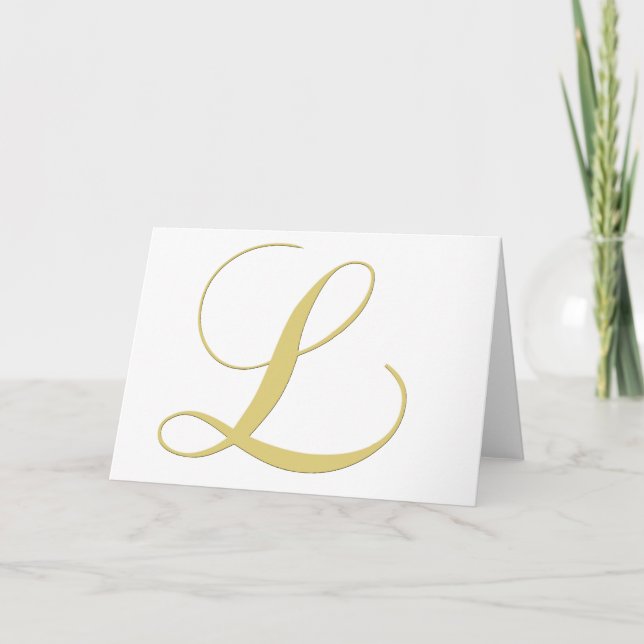 Monogram Brev L Golden Single Anteckningskort (Framsida)