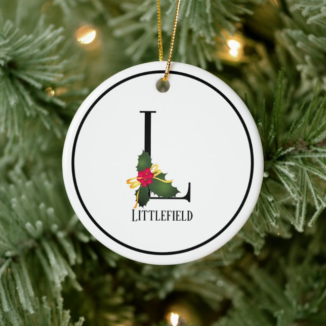 Monogram Brev L Personlig jul Julgransprydnad Keramik (Träd)