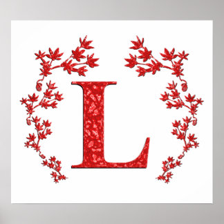 Monogram Brev L Red Löv Poster