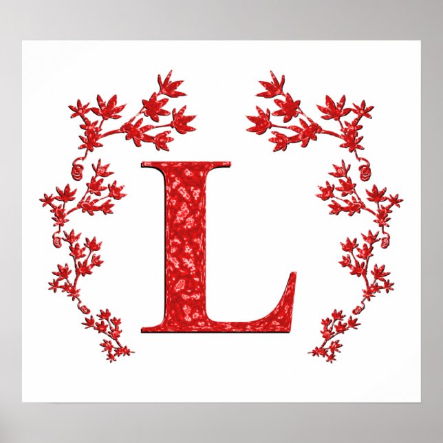 Monogram Brev L Red Löv Poster (Framsidan)