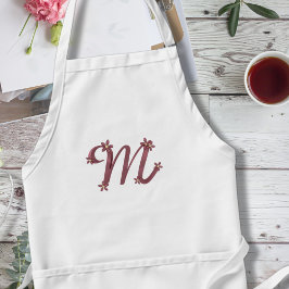 Monogram Brev M Elegant Ro Guld Blommigt Inledande Förkläde