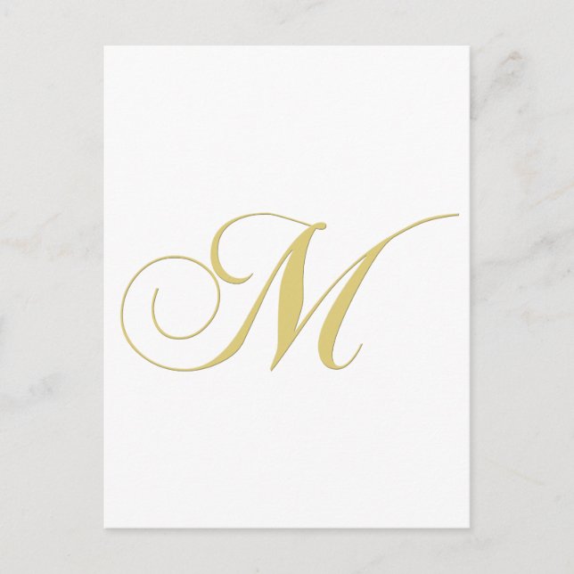 Monogram Brev M Golden Single Vykort (Framsida)