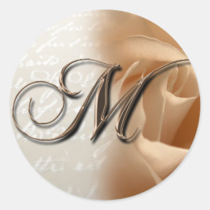 Monogram Brev M-kuvert för Bröllop Runt Klistermärke