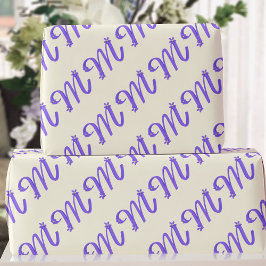 Monogram Brev M Lila Cream Wrapping Papper Presentpapper