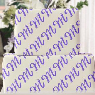 Monogram Brev M Lila Cream Wrapping Papper Presentpapper