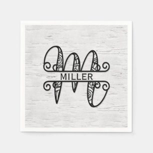 Monogram Brev M med familjen Namn Pappersservett