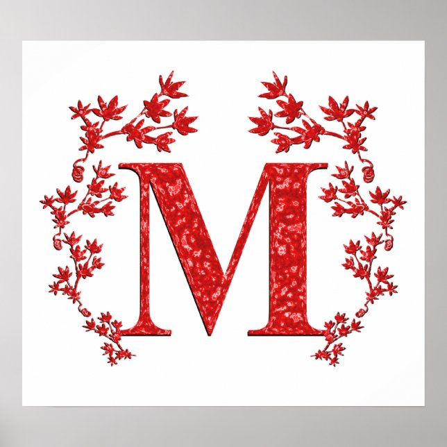 Monogram Brev M Red Löv Poster (Framsidan)
