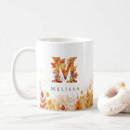 Monogram Brev M Rustic Höst löv Kaffemugg