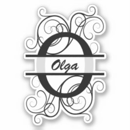 Monogram brev med snurrar; utrymme för ditt namn klistermärken