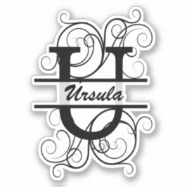 Monogram brev med snurrar; utrymme för ditt namn klistermärken