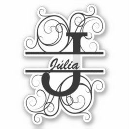 Monogram brev med snurrar; utrymme för ditt namn klistermärken